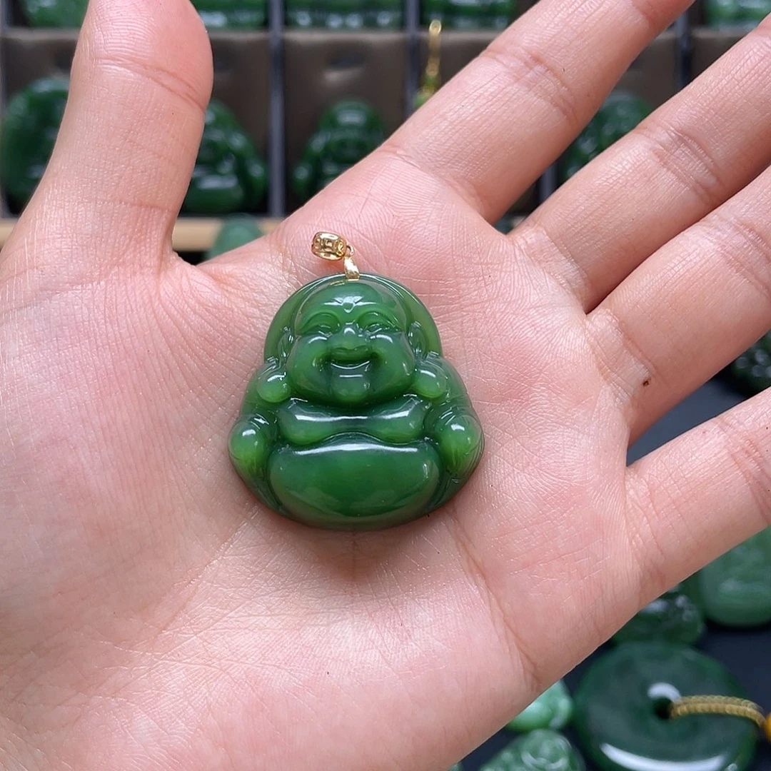 和田玉吊坠18K金镶嵌?**?