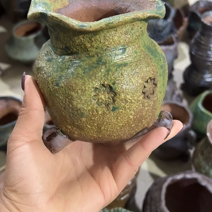 手工粗陶高温花盆