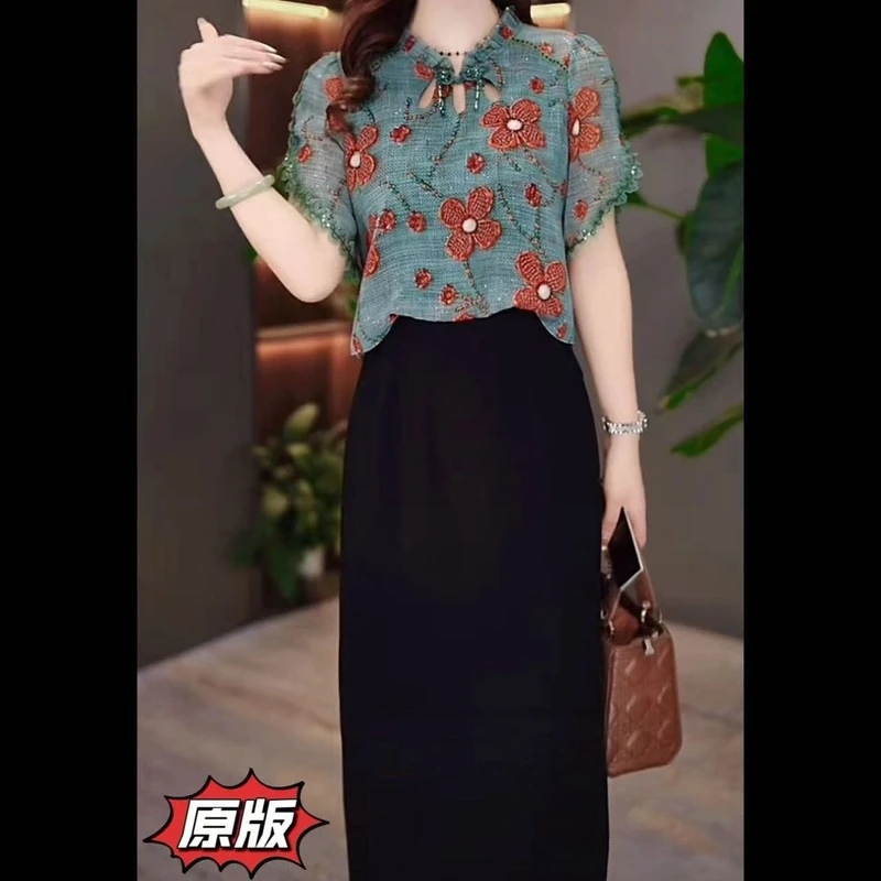 高档冰丝面料时尚假两件连衣裙2025夏季新款显瘦遮肉洋气减龄裙子