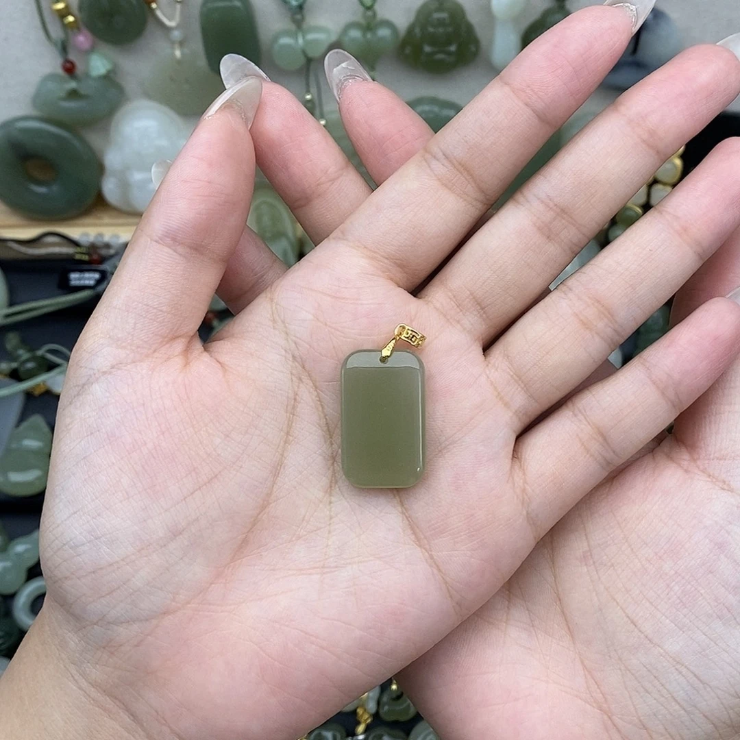 吊坠(不含链)银S925镶嵌和田玉