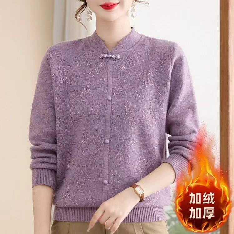 刺绣中老年女装时尚风常规半高领厚款常规款立领圆领YD25232