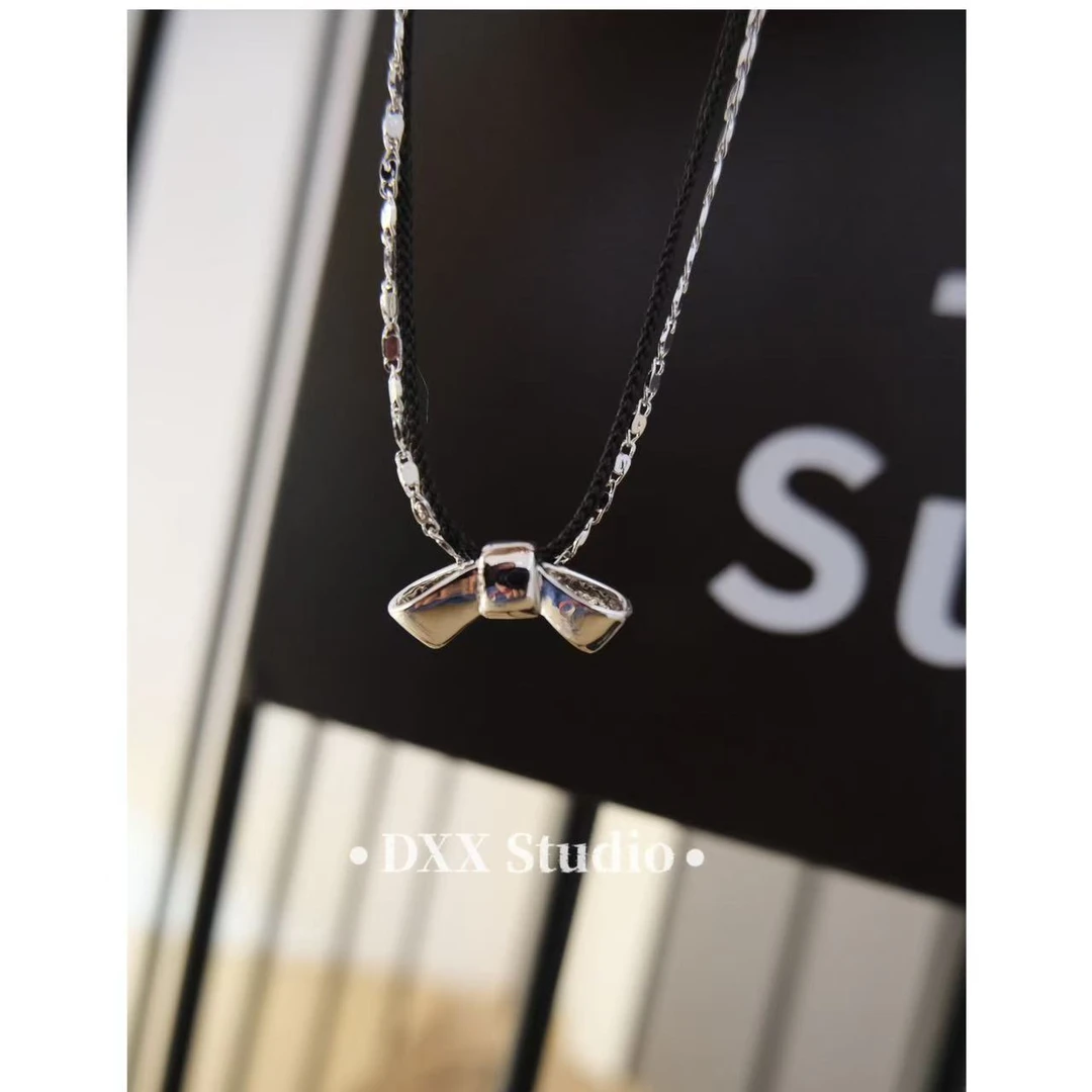 铜合金皮质项链 小众设计百搭蝴蝶结ins项链47370