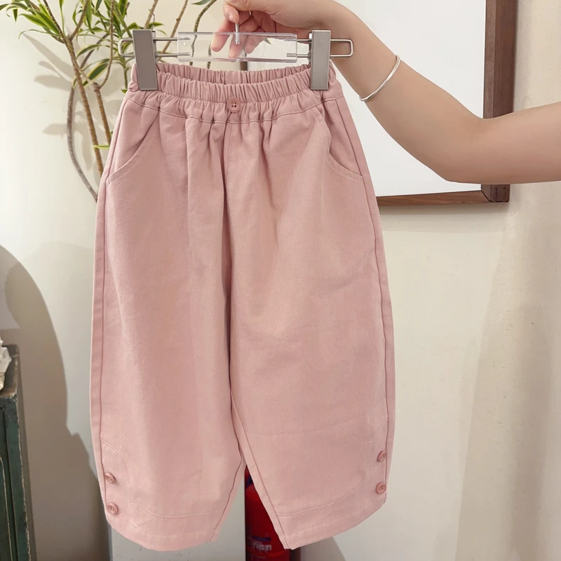 女童一粒扣纯色裤脚两粒扣休闲萝卜裤1112910
