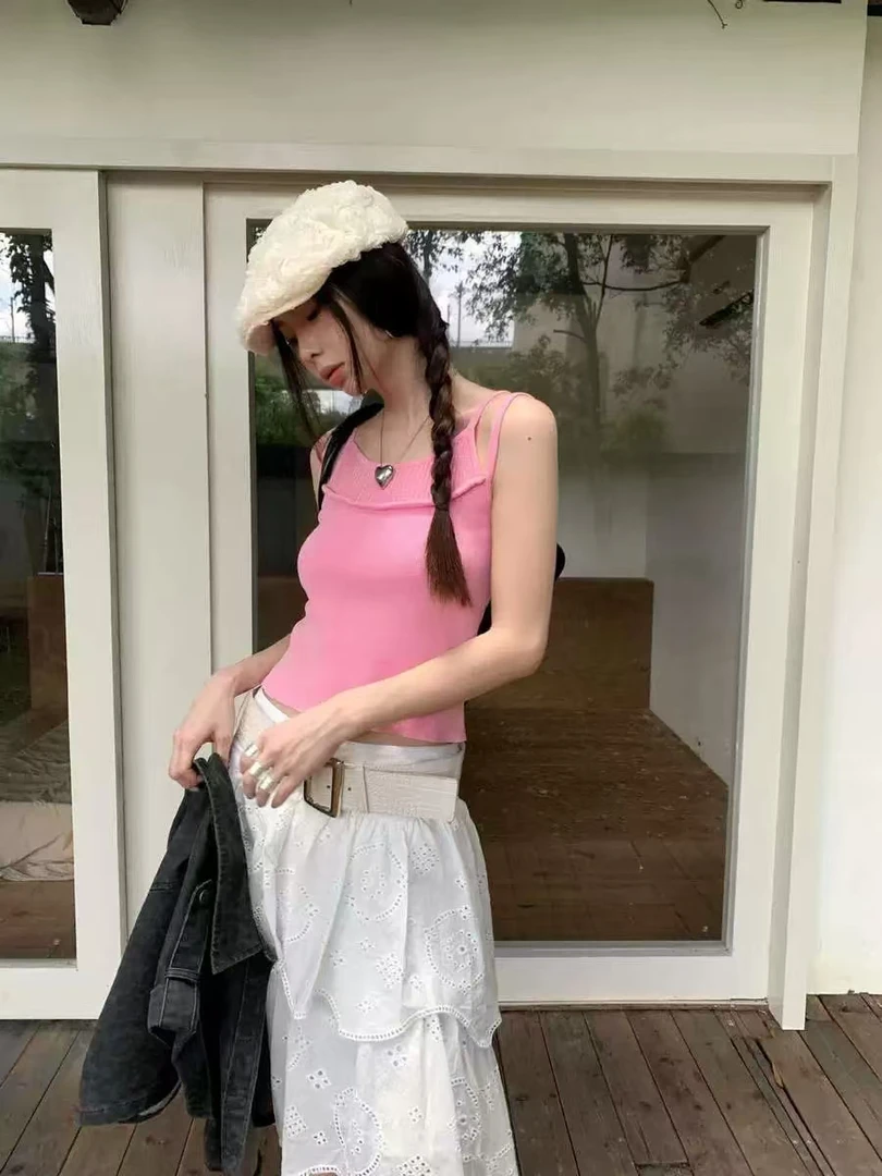 【奥莉】2025春夏：设计感叠穿假两件针织高弹显瘦吊带背心277