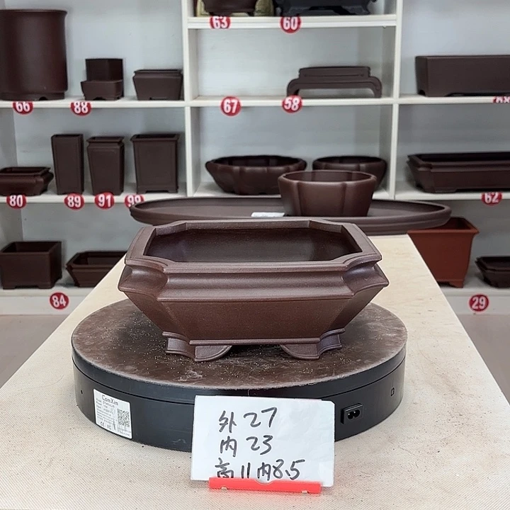 紫砂花盆切角小四方