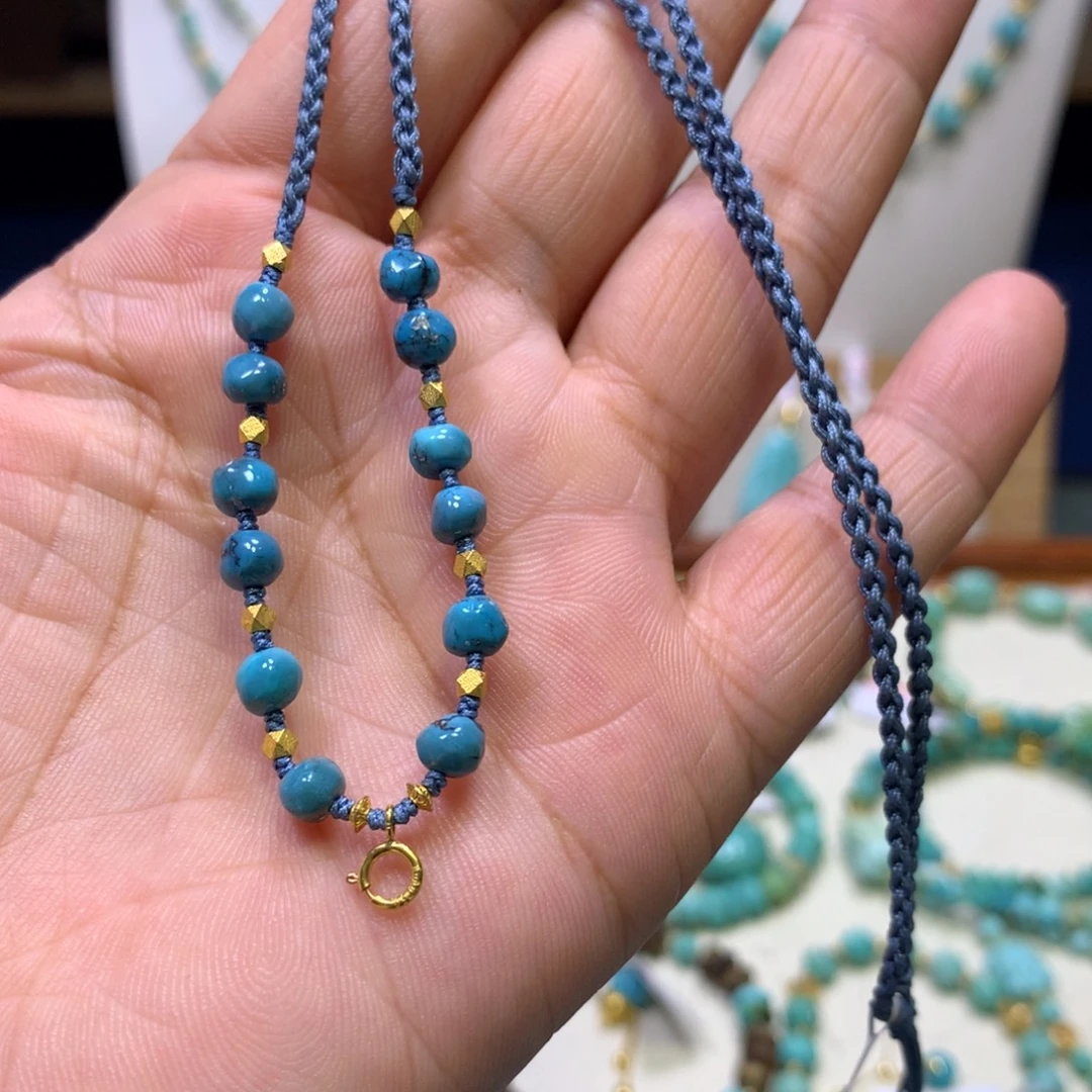 绿松石18K金镶嵌万能链