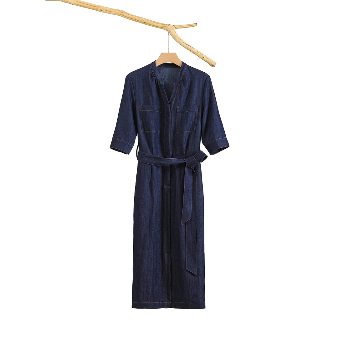 夏季新款严选气质显瘦薄款轻奢百搭舒适牛仔连衣裙