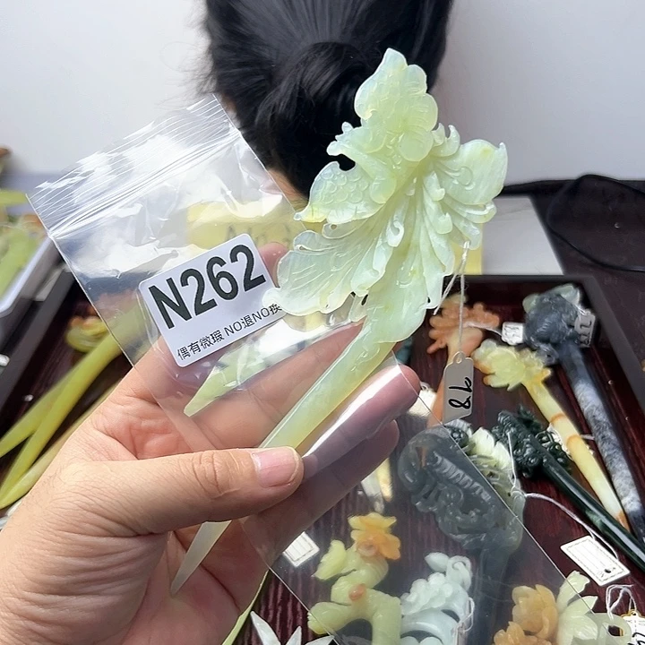 蛇纹石玉发饰合金雪*华