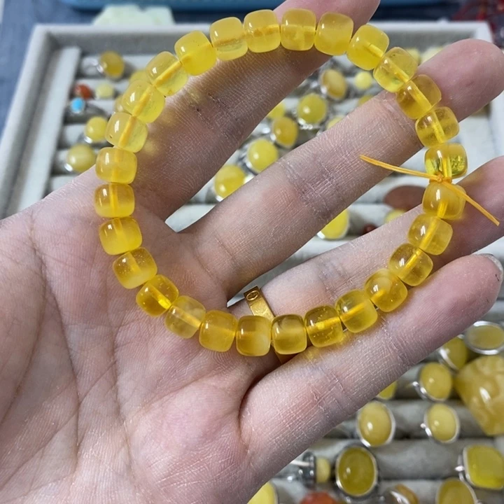 蜜蜡裸石未镶嵌串