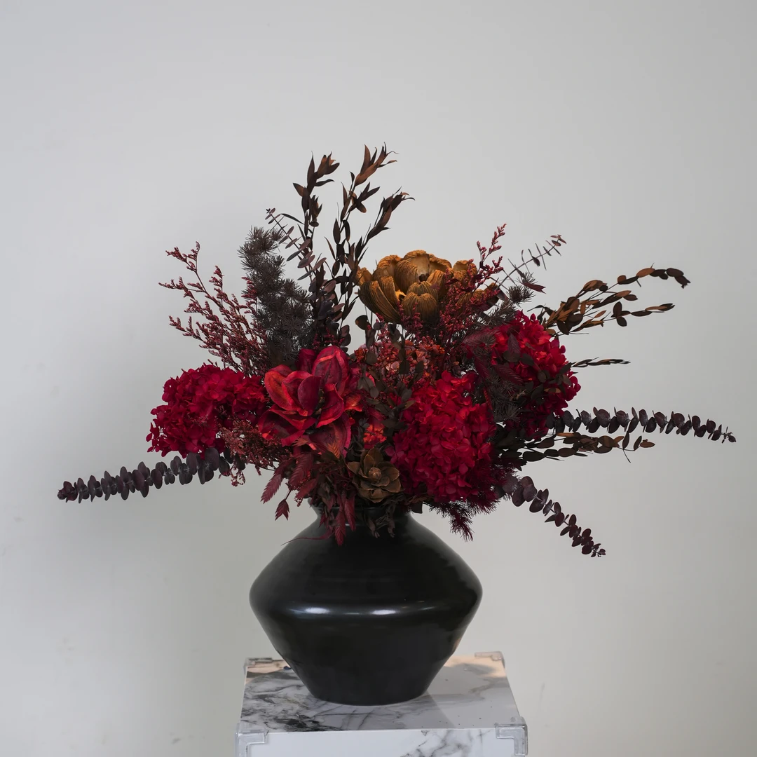 【繁花】红色系客厅卧室玄关轻奢永生花摆件