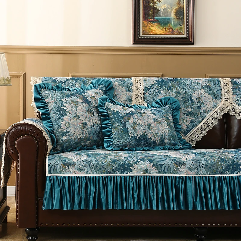 美式复古沙发垫2025新款四季通用防滑坐垫高档皮沙发套罩秘密花园