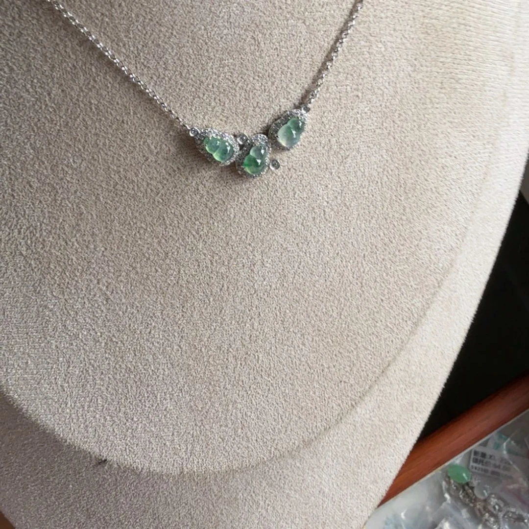 翡翠银S925镶嵌戒指项链