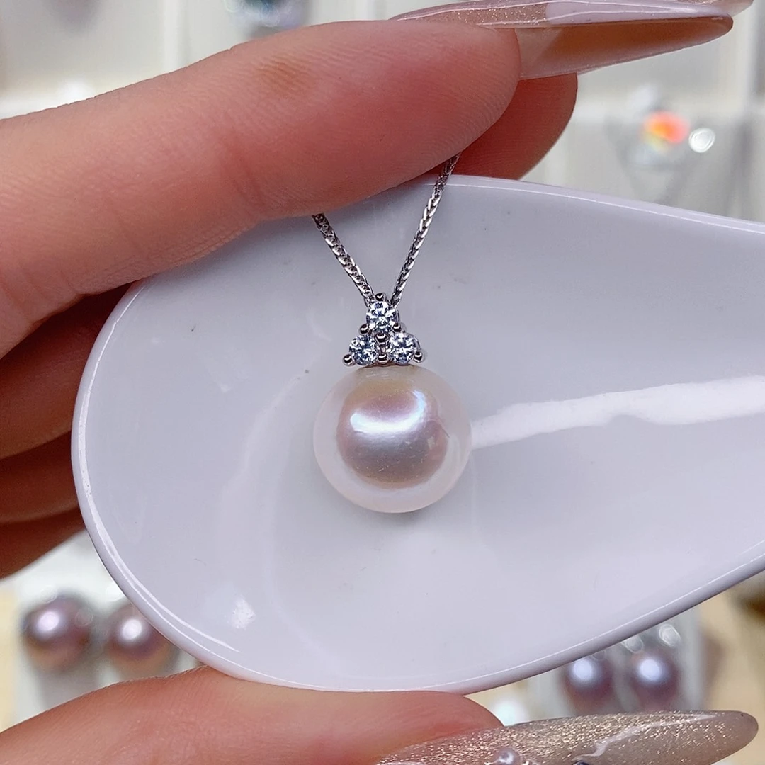 淡水珍珠银S925镶嵌吊坠(赠链)