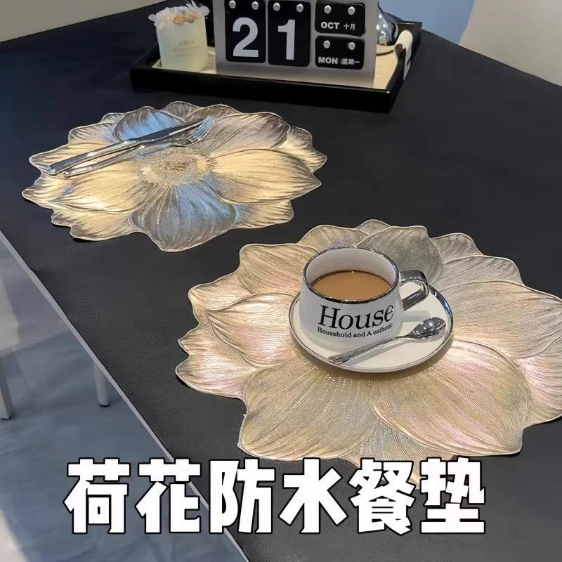 花朵北欧风创意装饰餐垫pvc桌垫隔热防滑防烫杯垫餐垫简约轻奢