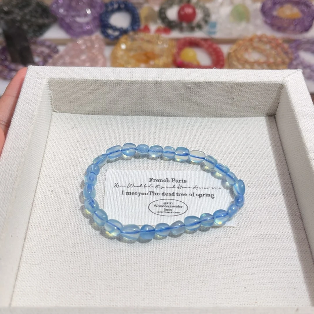 水晶手链未镶嵌海蓝宝糖豆单圈