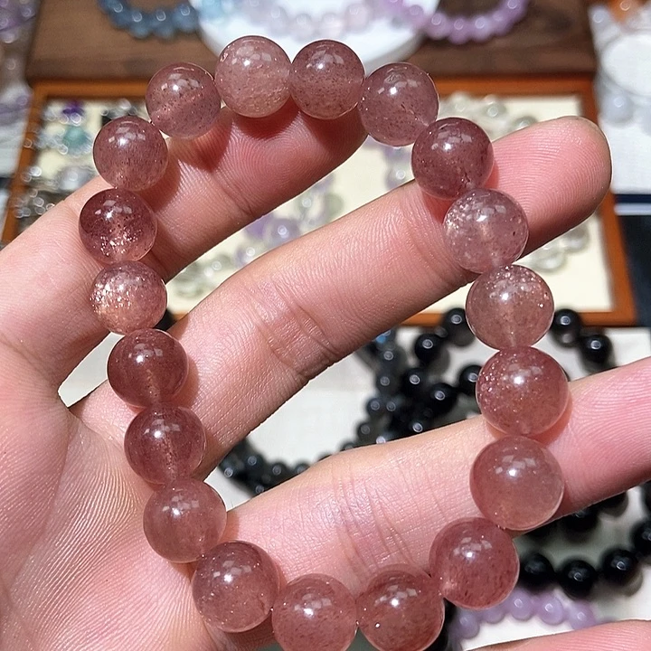 未镶嵌手串水晶卡10.5星光红草莓