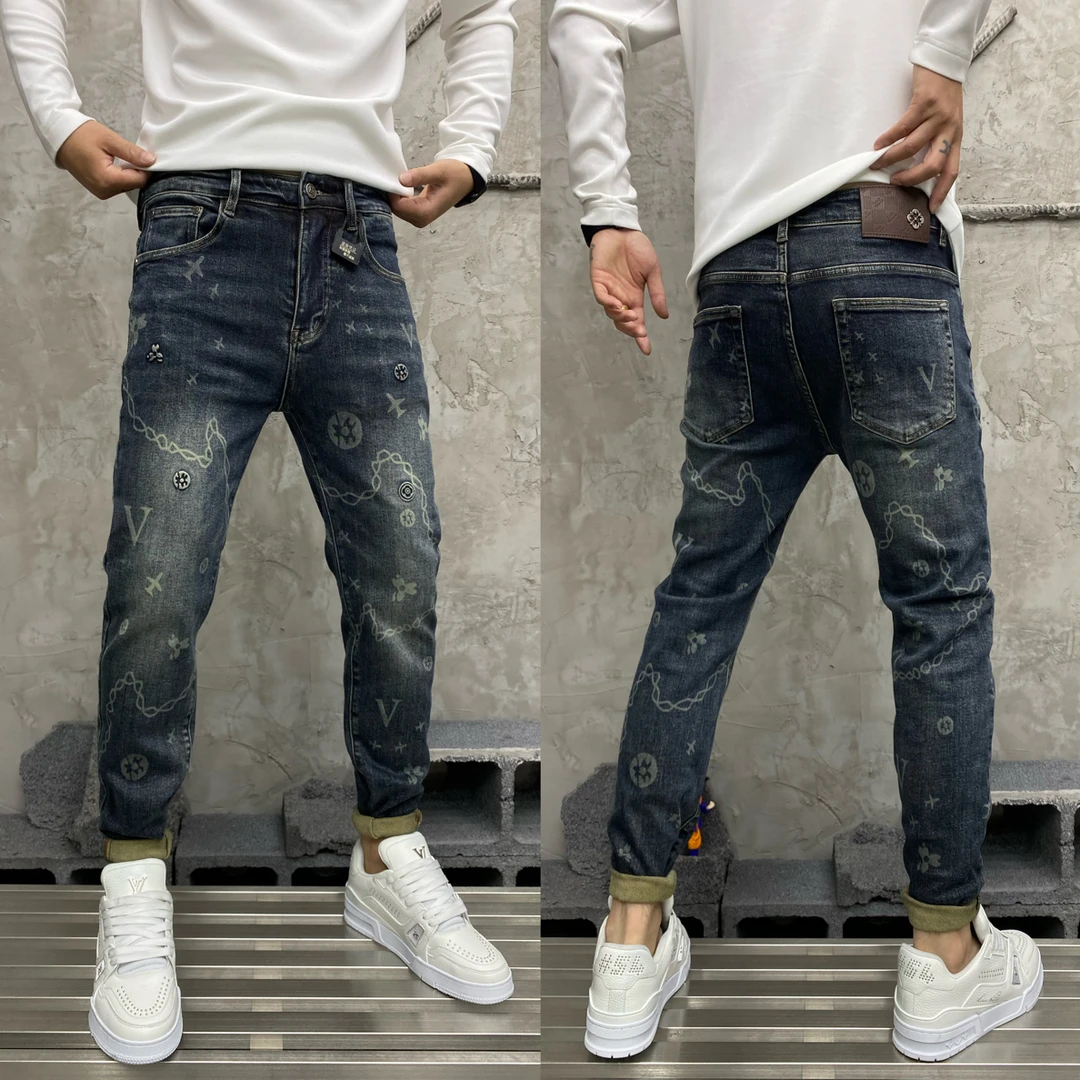 7236男士欧货印花小脚牛仔裤