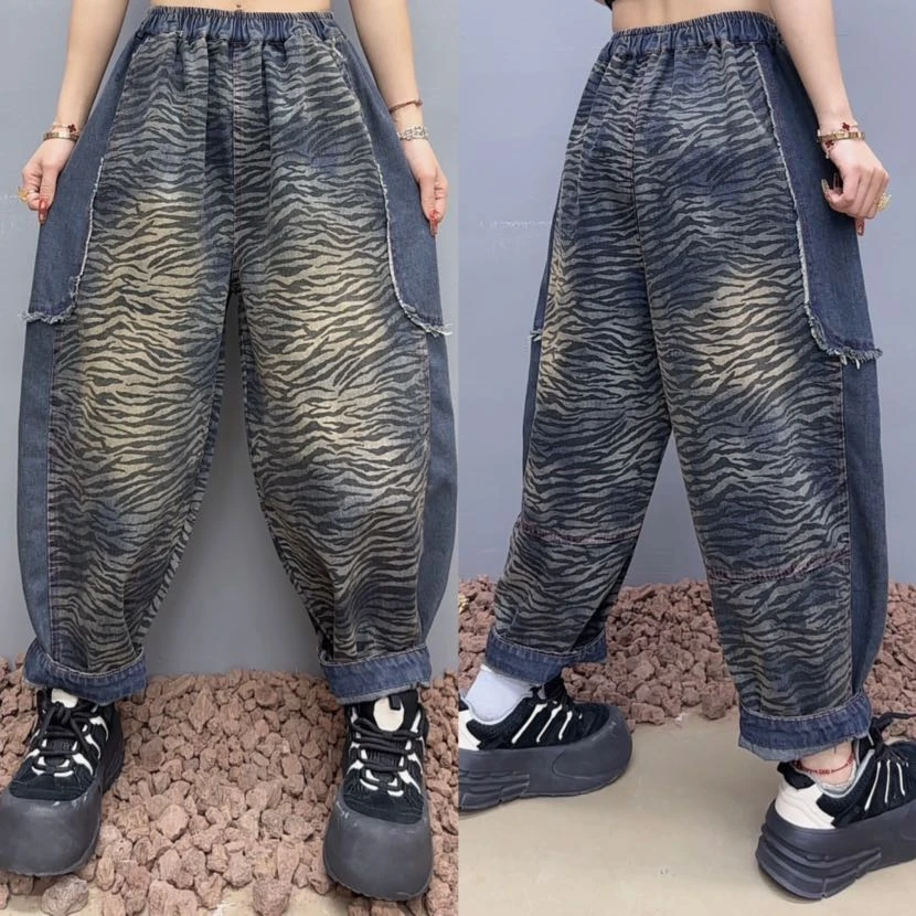 春季多款深色八九分时尚重工文艺女牛仔裤显瘦哈伦宽松水洗休闲裤