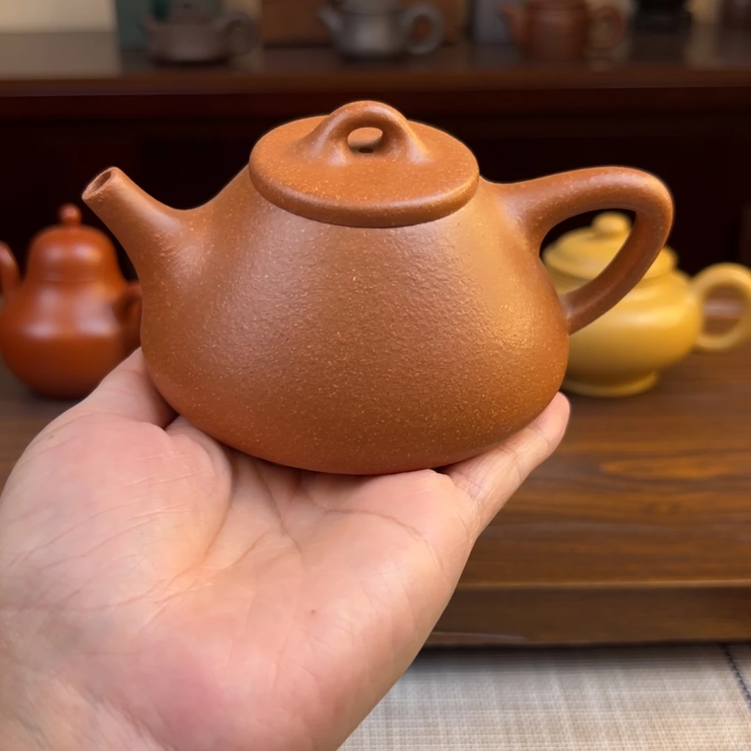 紫砂茶壶黄降坡子冶石瓢半手瑕品220cc