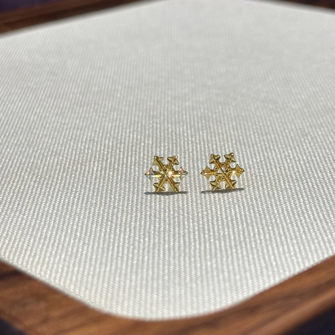 E【幻彩雪花耳钉】-足金999精工5G耳饰