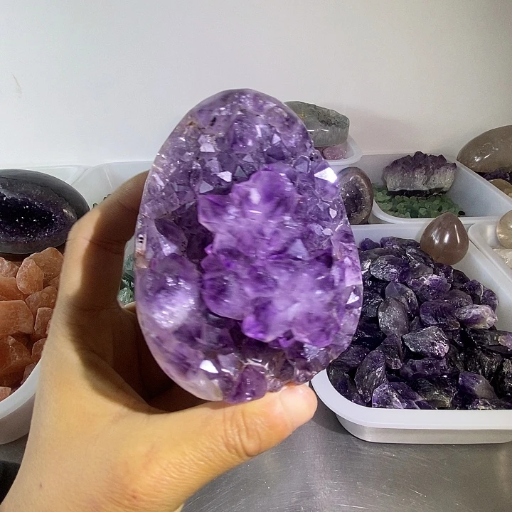 珠宝半成品水晶未镶嵌紫晶花