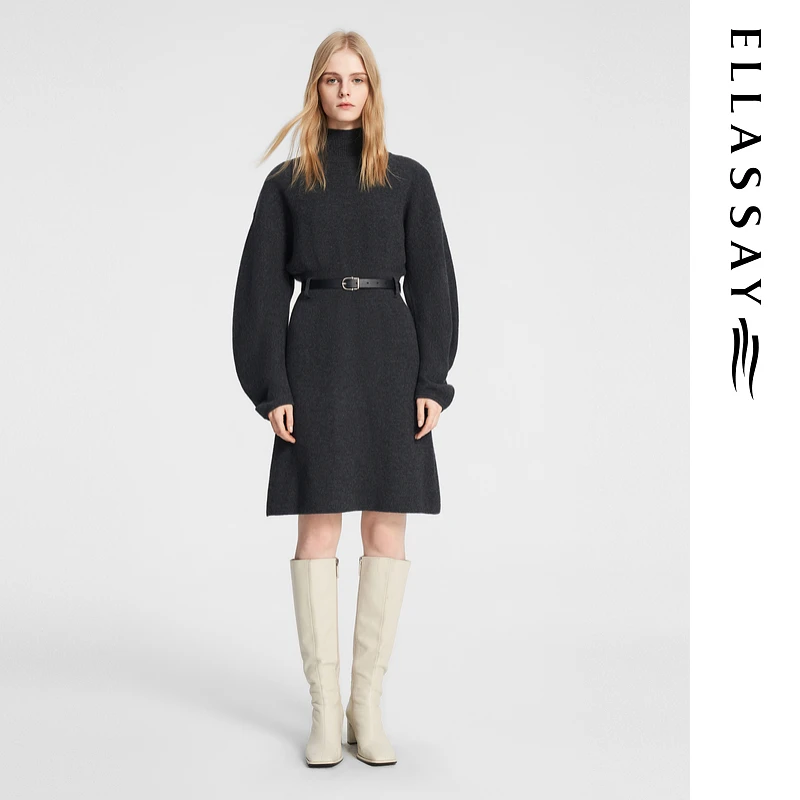 ELLASSAY歌力思经典秋冬新款量感造型袖时尚连衣裙EWE354M03600