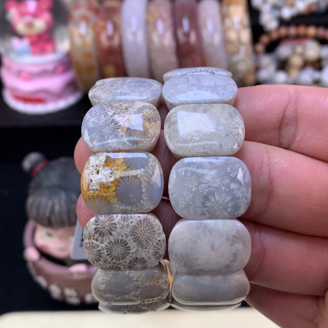 硅化珊瑚（珊瑚玉）未镶嵌手链24号88漏44一条可挑选