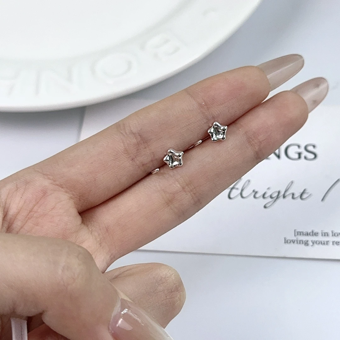 轻奢冷淡风~个性蝴蝶结银色耳钩气质简约高级感耳