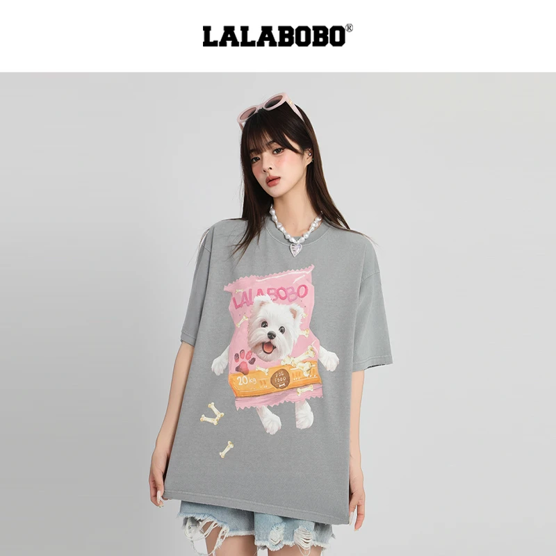 LALAT恤25年夏新款潮原创短袖圆领印花宽松上衣RBEC-DT18