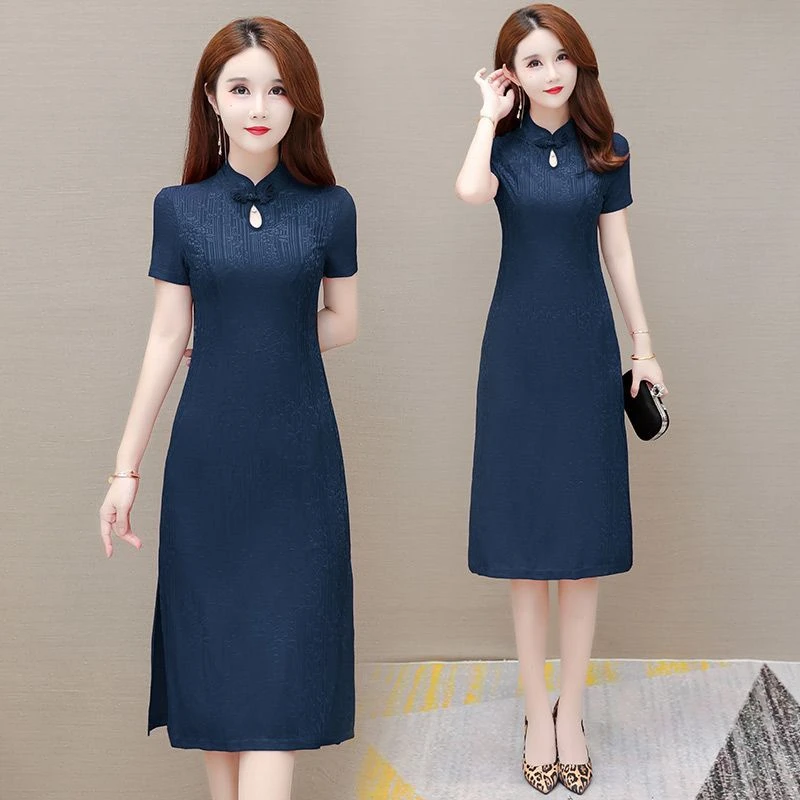 2025夏季改良旗袍连衣裙新款婚宴妈妈喜婆婆夏装高档旗袍裙新款