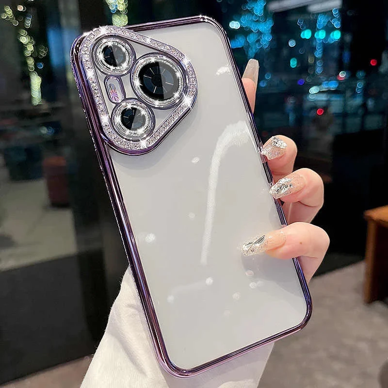 透明防摔适用华为pura80手机壳奢华水钻pura80pro镜头全包pura70