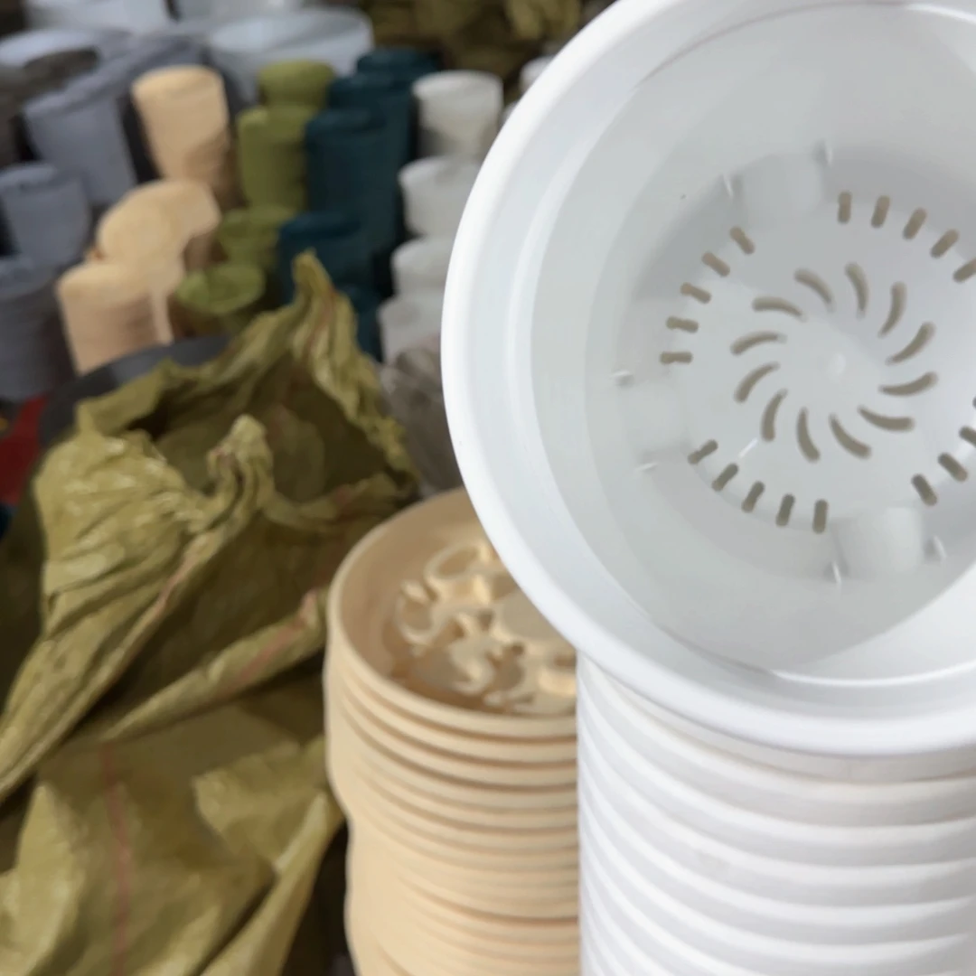 树脂四季盆2#带拖纯白6