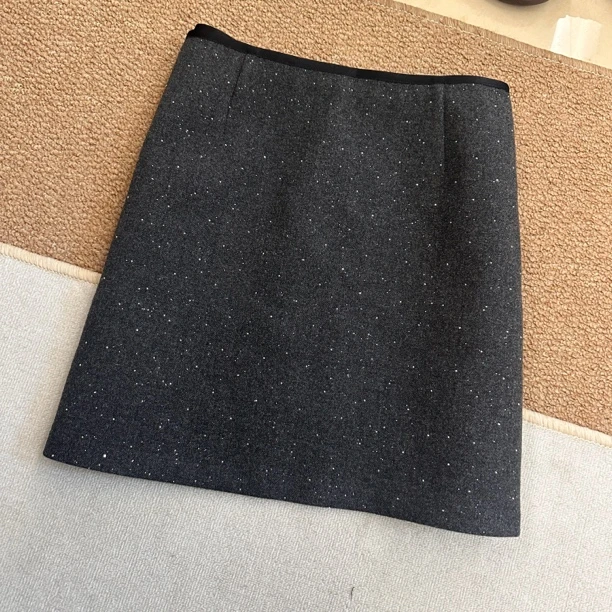 丸子姐姐冬季新品/重工满天星烫钻短裙