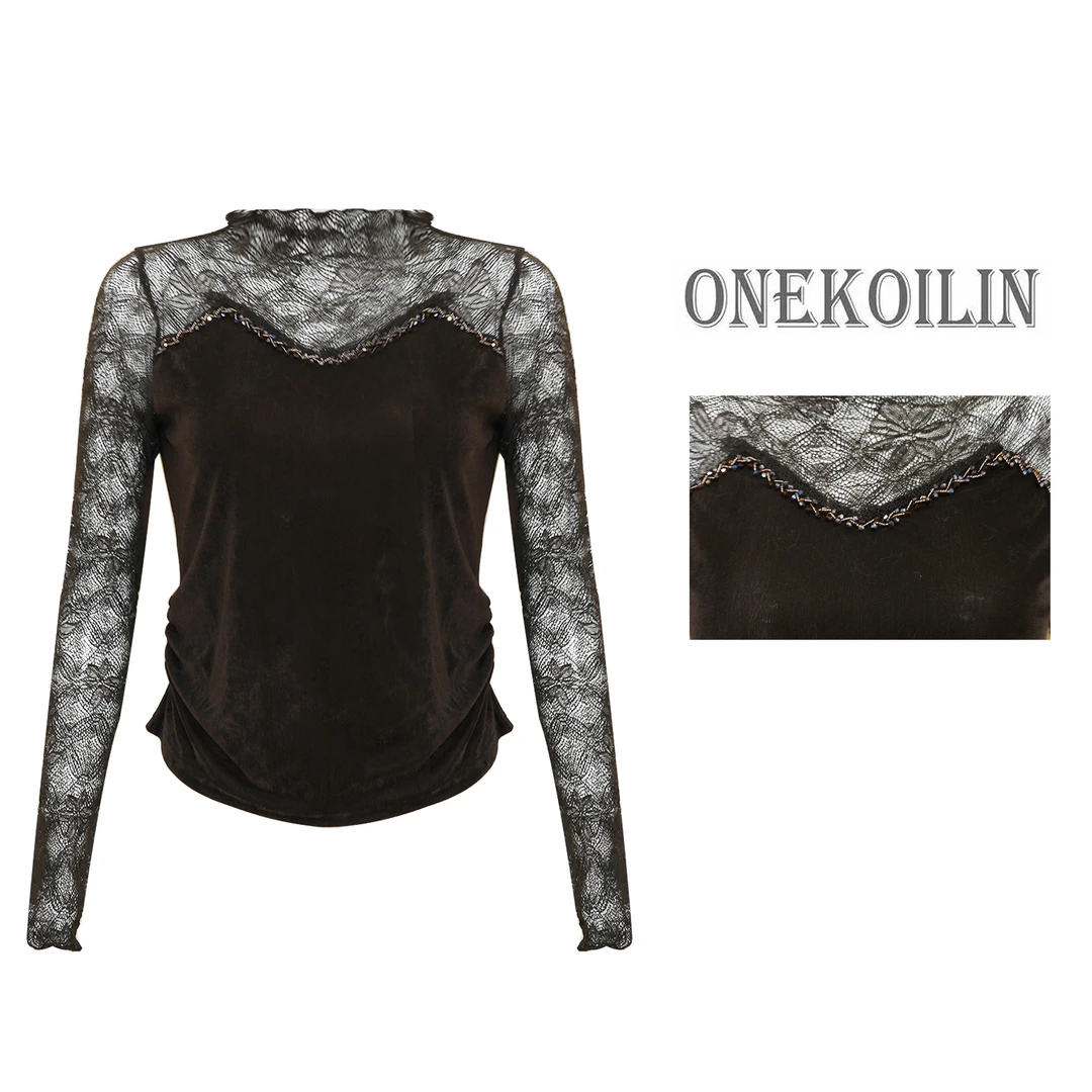 OneKoilin“热熔可可”高定金丝绒爆软蕾丝弹力秋冬打底 RRKK