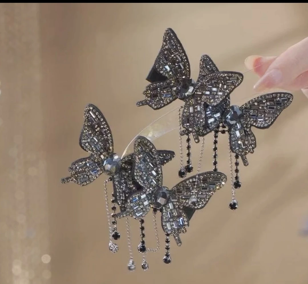 森系发夹女时尚鸭嘴夹公主复古风满钻百搭边夹气质