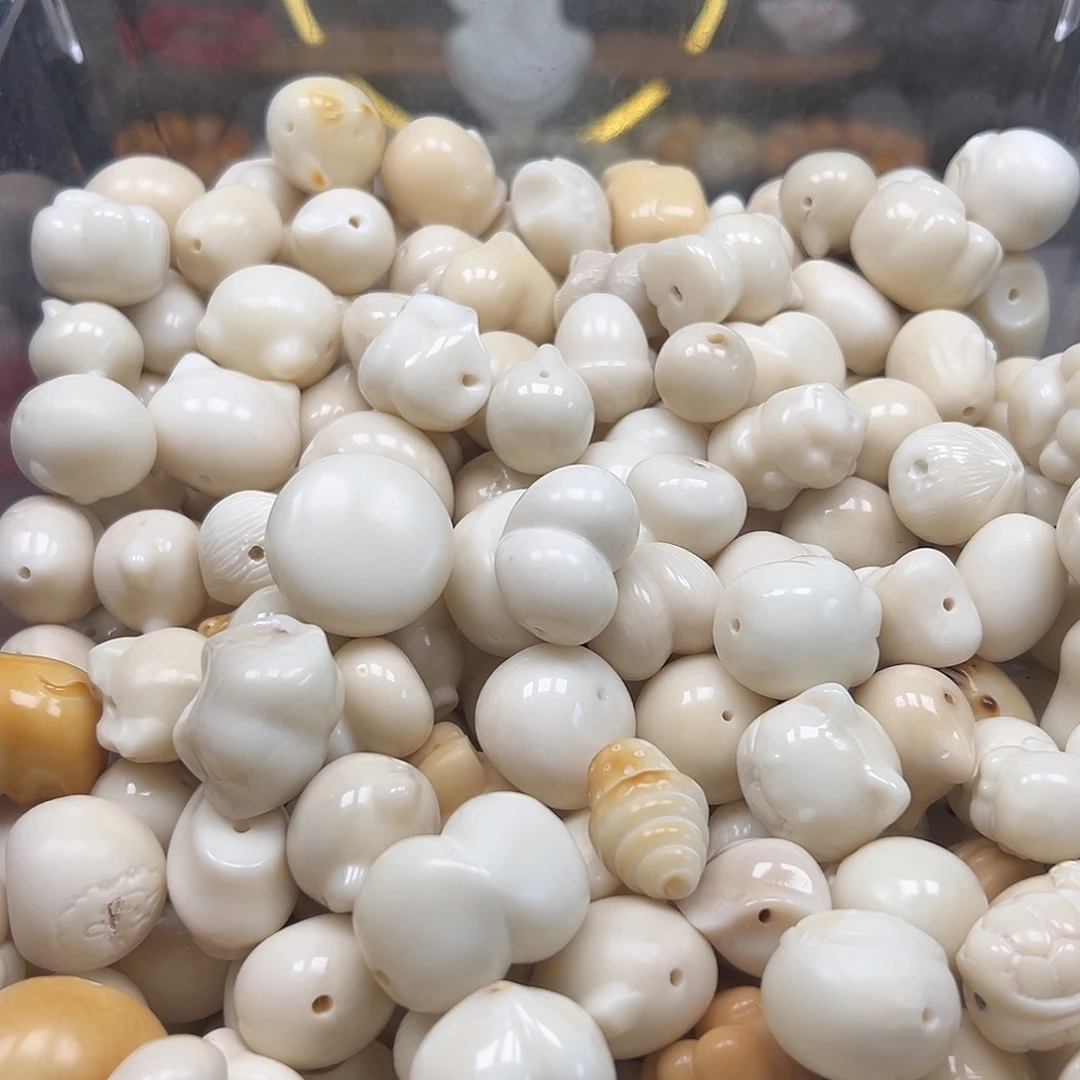 手串菩提根/象牙果瑕疵牙果白混100颗有裂