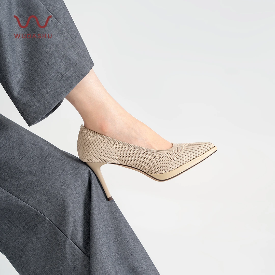 吴大叔红云鞋气垫法式尖头细跟高跟鞋时尚高级感飞织单鞋Z208