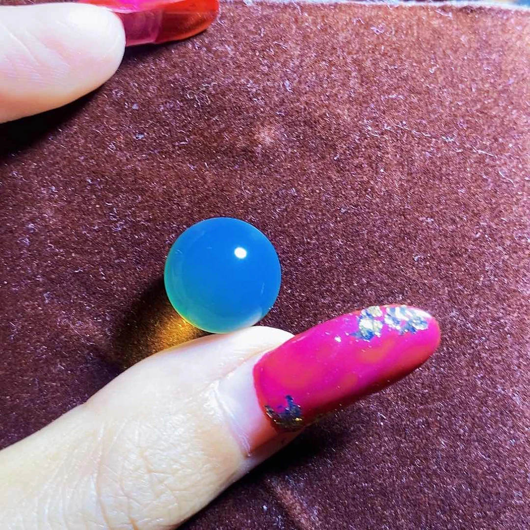 蓝珀裸石未镶嵌自**儿蓝珀暴力蓝14mm净水