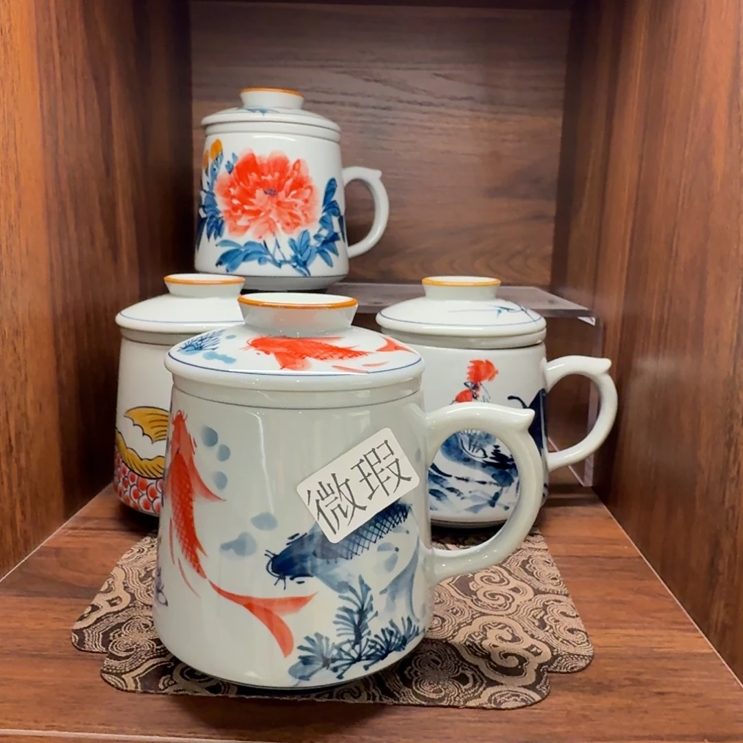 釉下手绘茶具微瑕