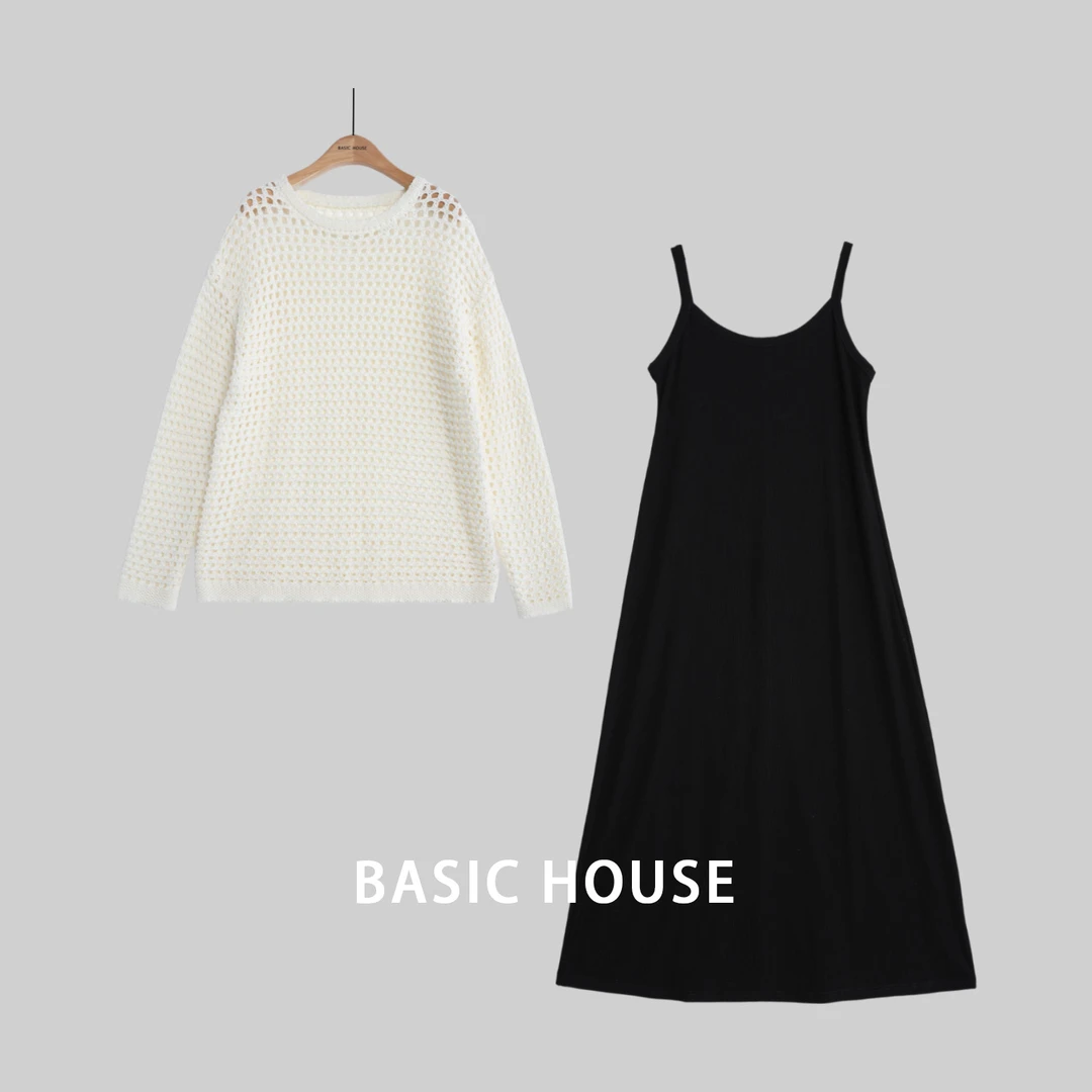 Basic House/百家好显瘦气质时尚复古法式针织连衣裙B1335B5O232