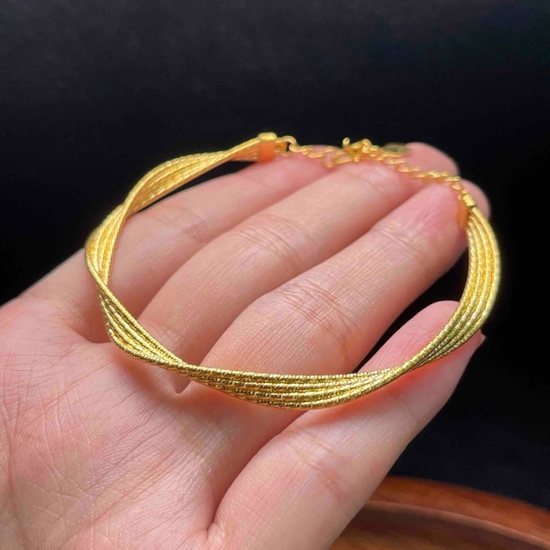 足银银制品 【小魏总珠宝】足银缠绕法式手镯-2mm