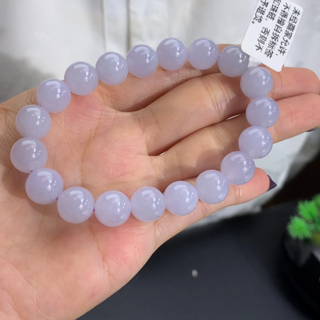 未镶嵌手串翡翠卡10胶润淡淡粉紫手串