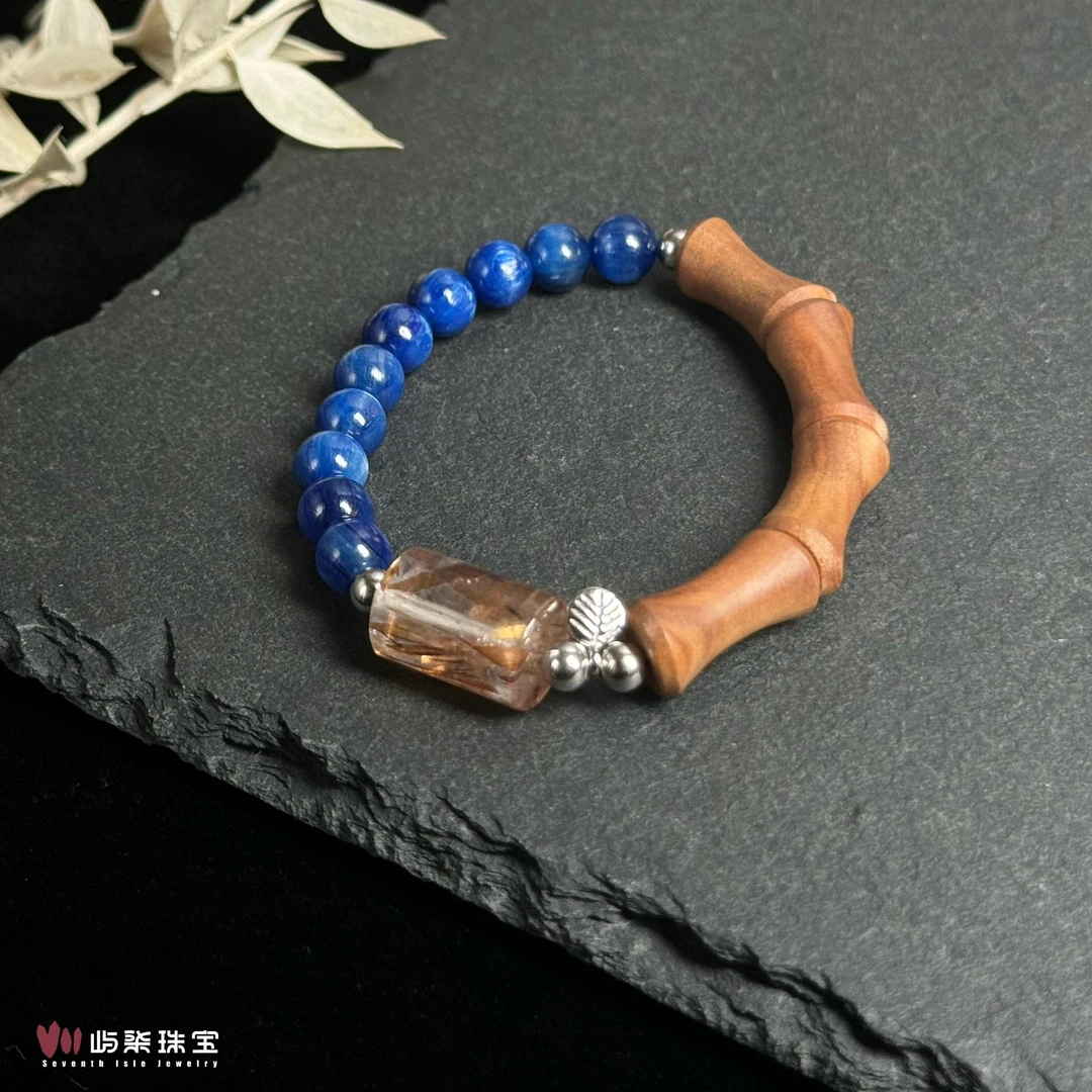 【要努力】F454 蓝晶檀香木大竹节手串