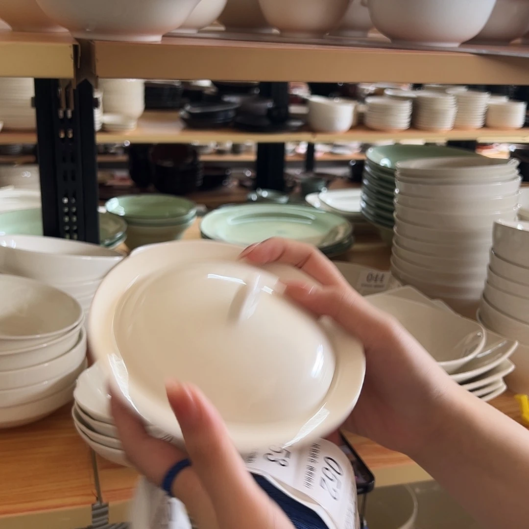 新骨瓷048微瑕暖白带盖炖碗