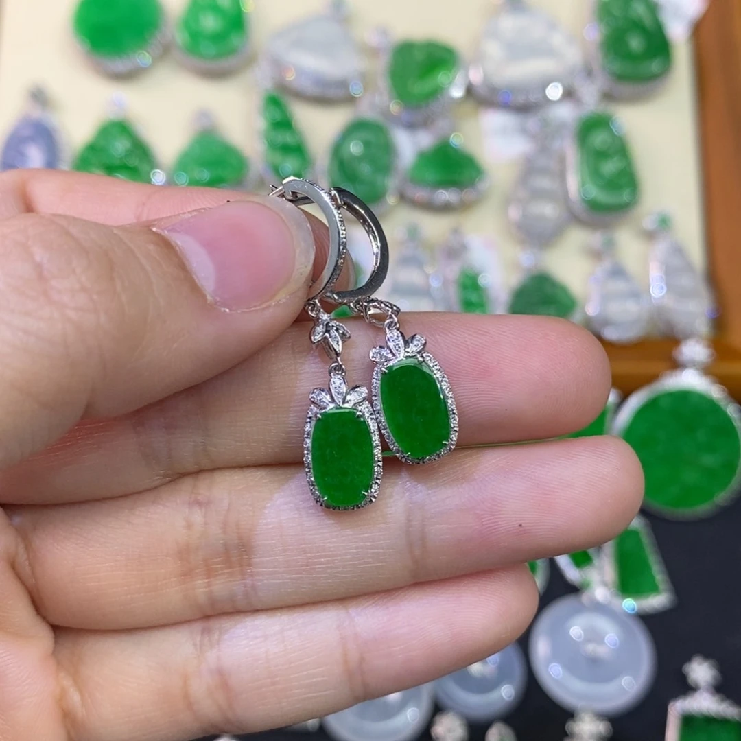 翡翠耳饰18K金镶嵌耳坠