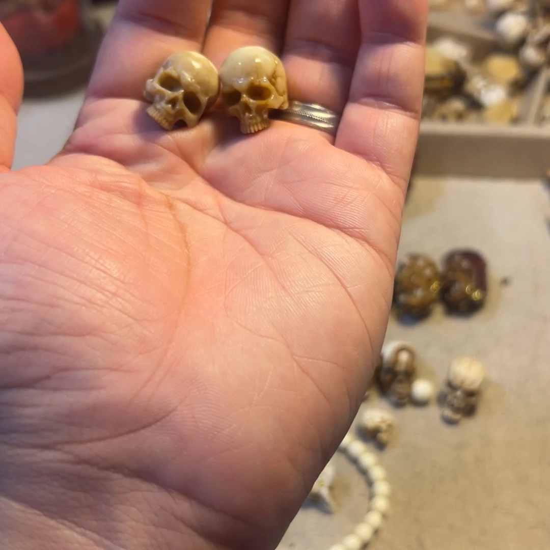 马***爷鹿骨手串/手链1.5半颚骨骷髅天地孔