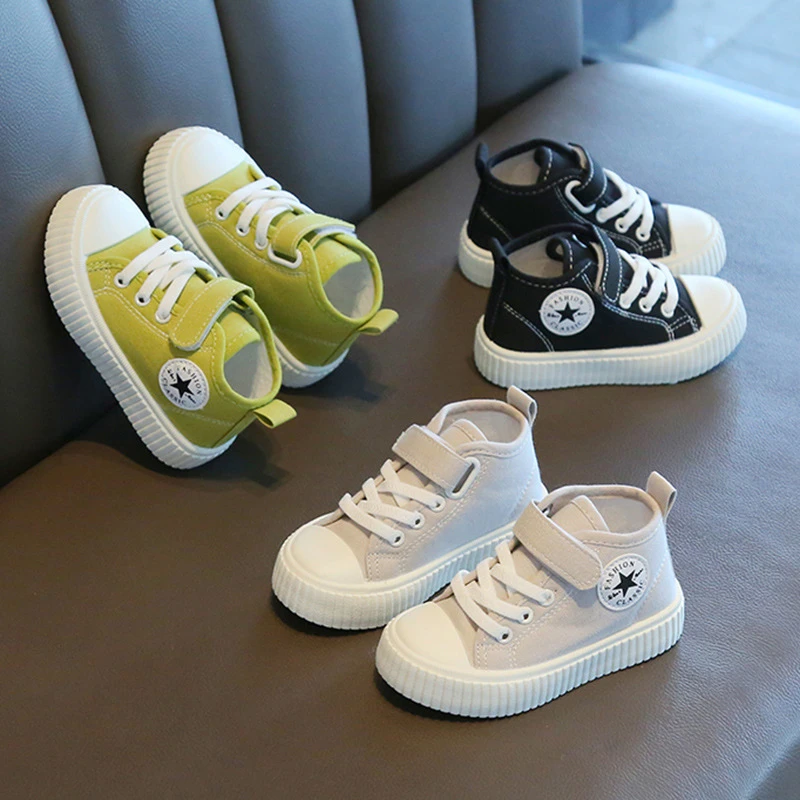 2025春秋新款儿童帆布鞋高帮男女童休闲板鞋运动鞋防滑软底现货
