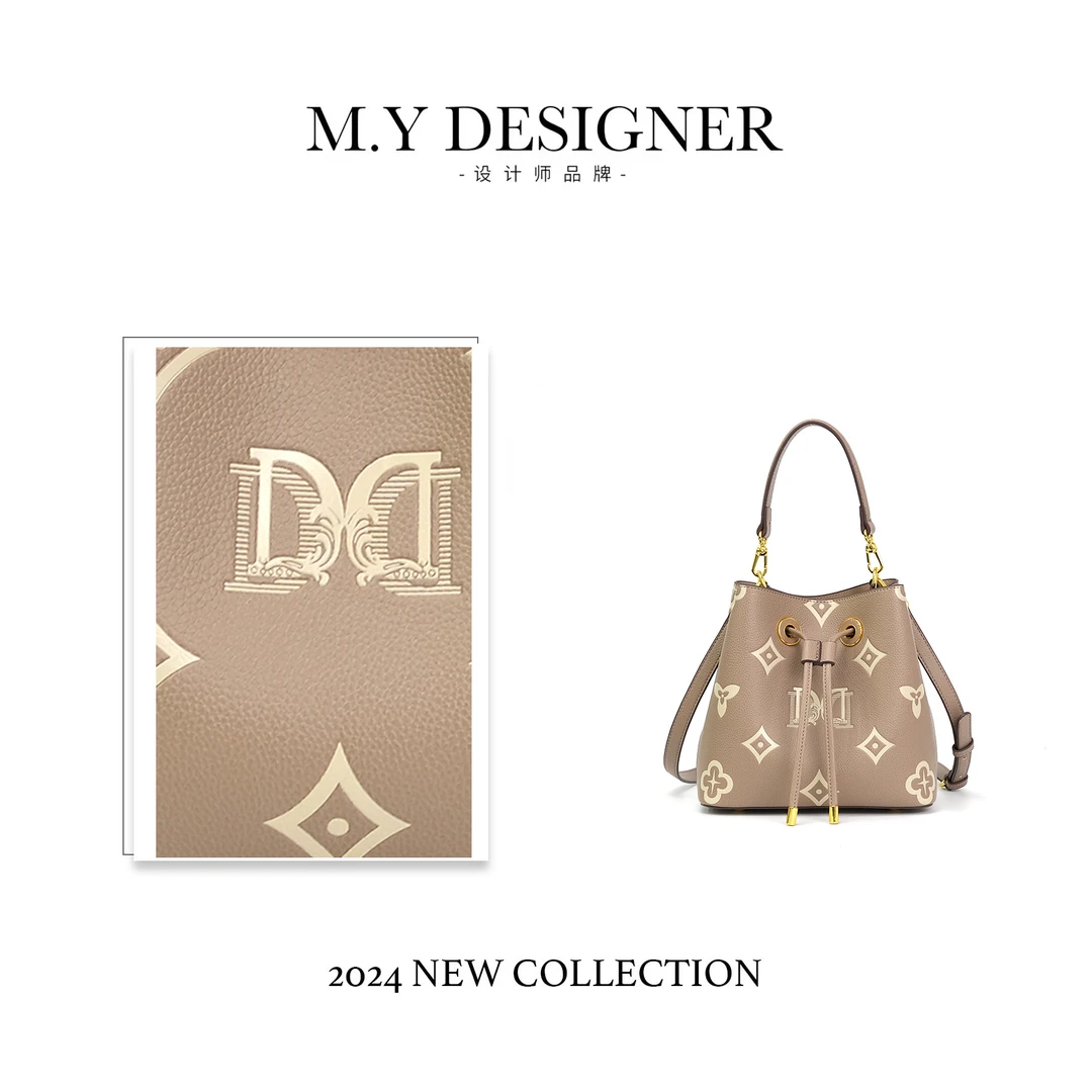 M.Y 媛总 达芙妮Daphne时尚百搭印花单肩包斜挎水桶包10360