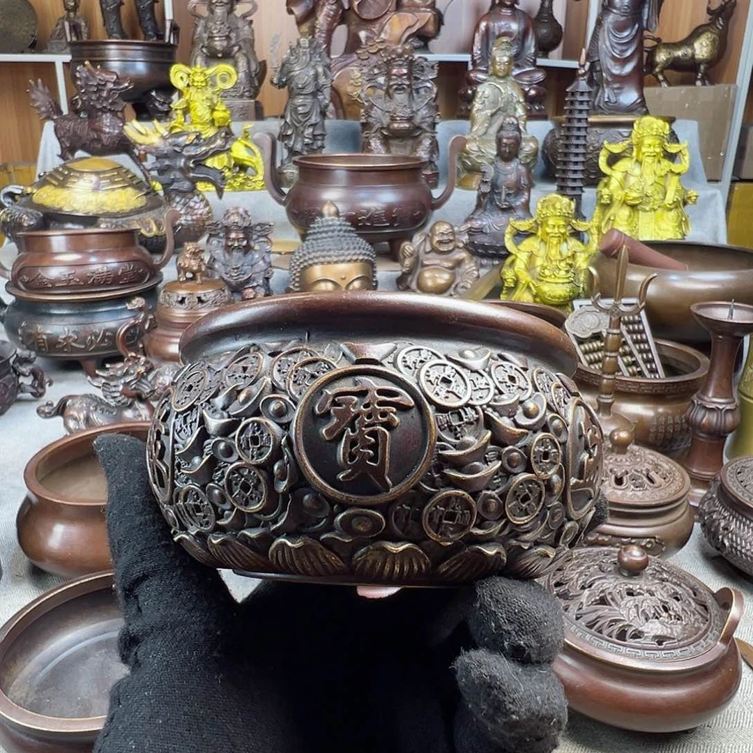 铜香炉铜摆件铜工艺品风水摆件