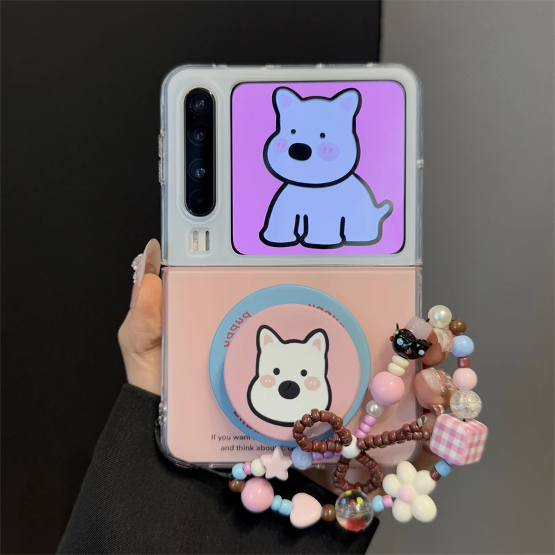 适用华为purax典藏版折叠屏手机壳pocket2撞色西高地狗狗磁吸支架